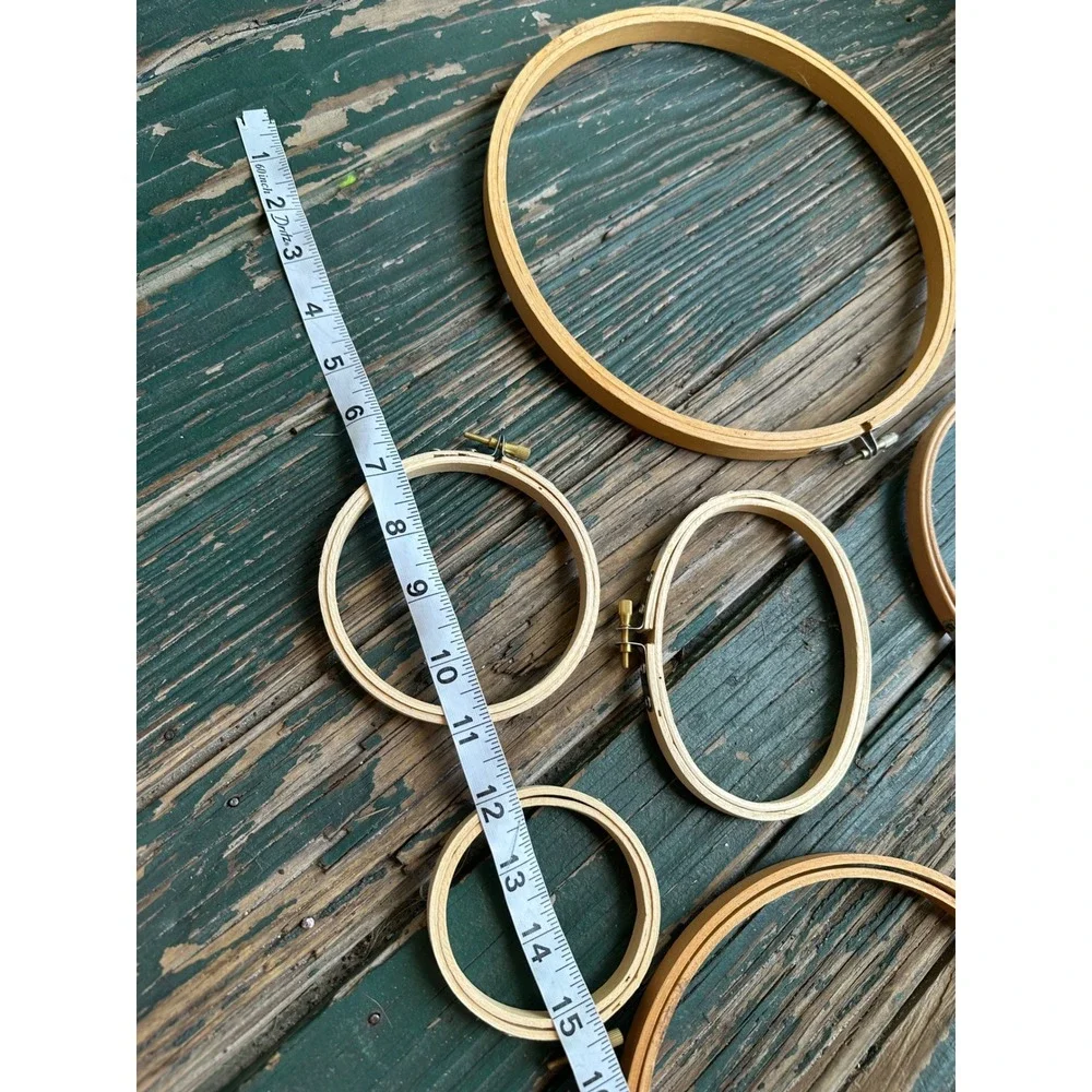 Vintage Wooden Embroidery Hoops Lot Assorted Sizes Round and Oval 7 Pieces
